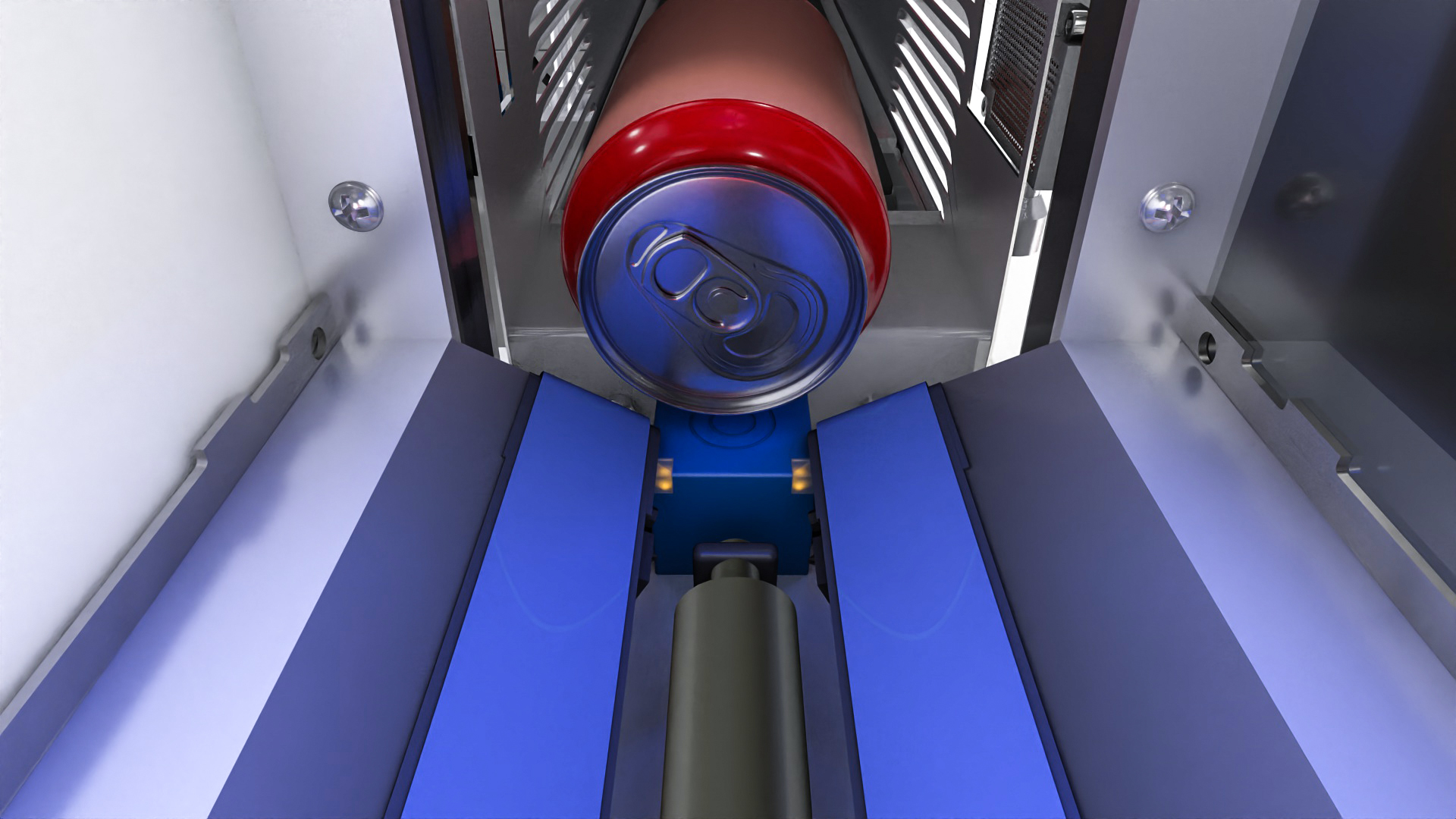 Eine Dose befindet sich im Pfandflaschenautomaten, wo sie durch einen induktiven Sensor detektiert wird.