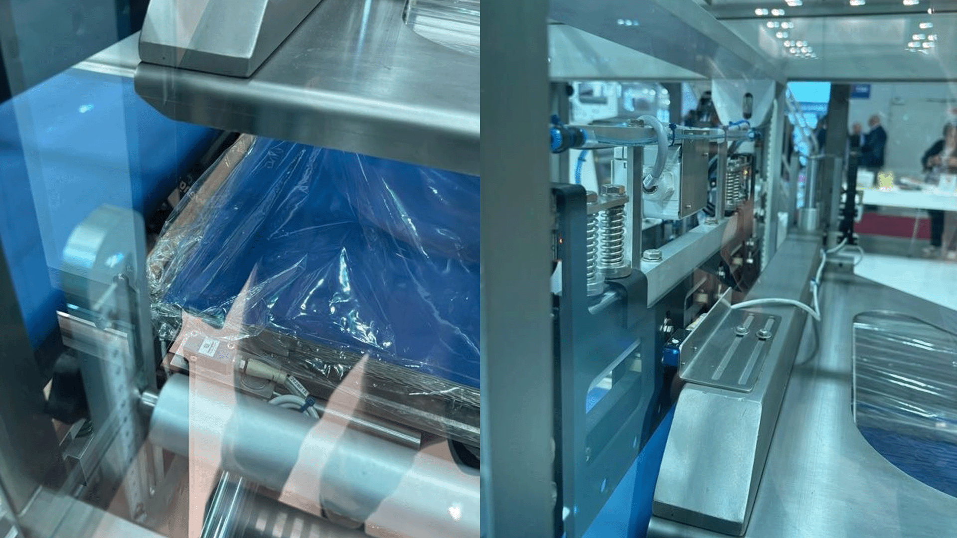 Es mostren barreres reflexes de mirall Wenglor que detecten pel·lícules transparents en un sistema.